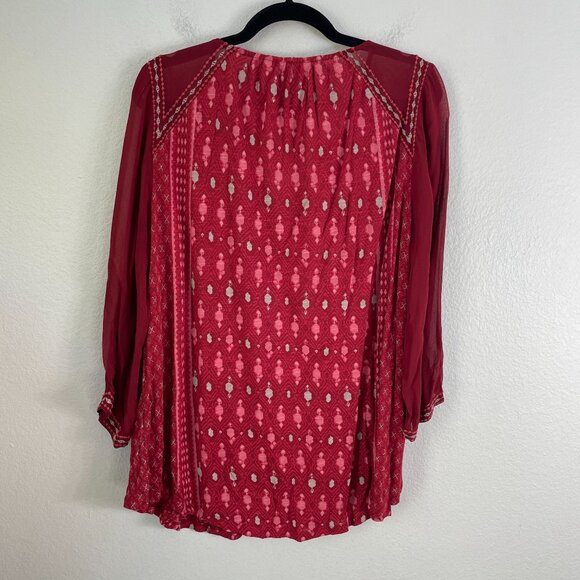 Lucky Brand Womens Plus XXLEmbroidered Boho Peasant Blouse Shirt 3/4 Sleeve - Picture 9 of 9